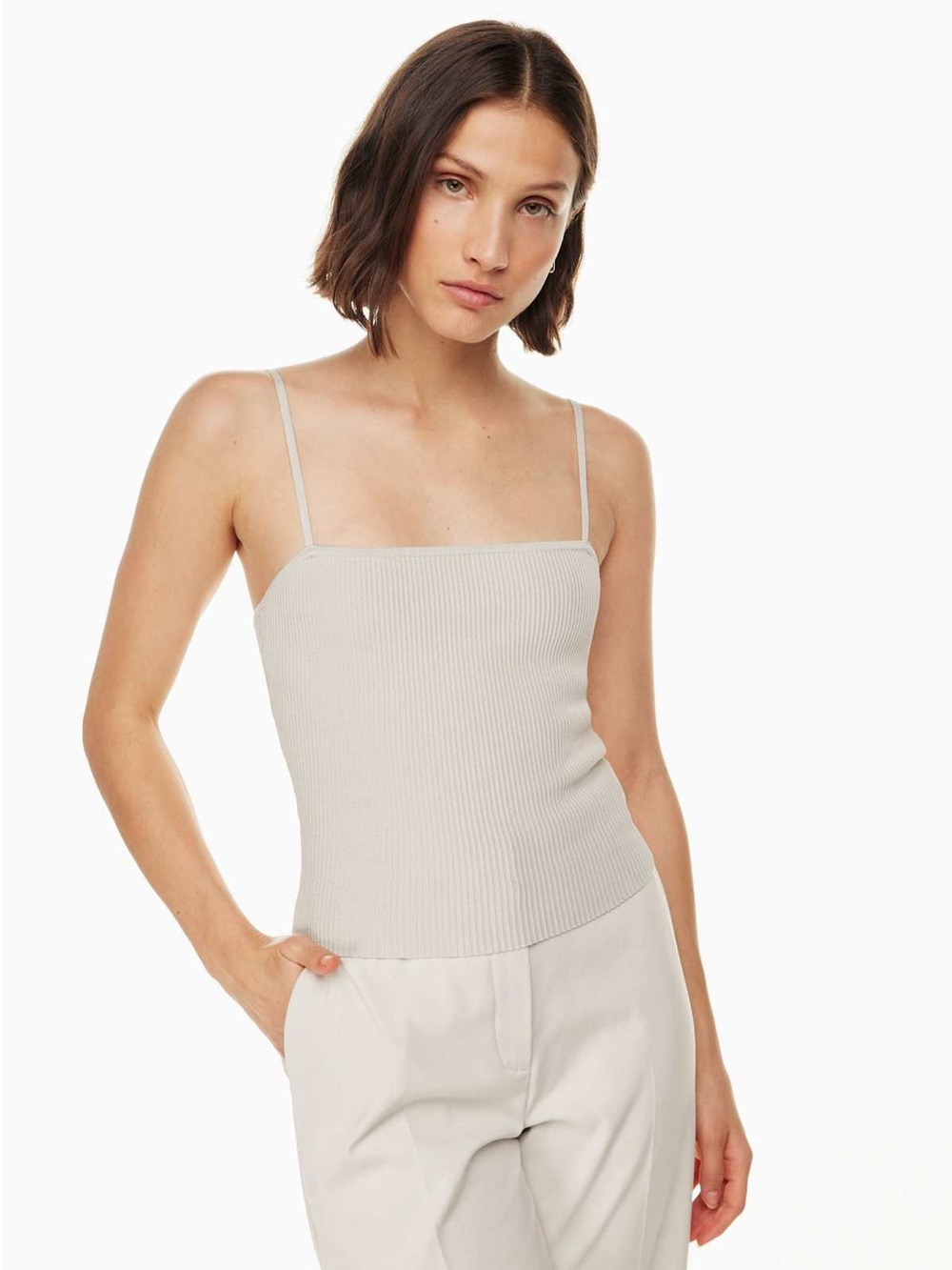 Aritzia Babaton Sculpt Knit Cami Tank - Matte Pearl - XS